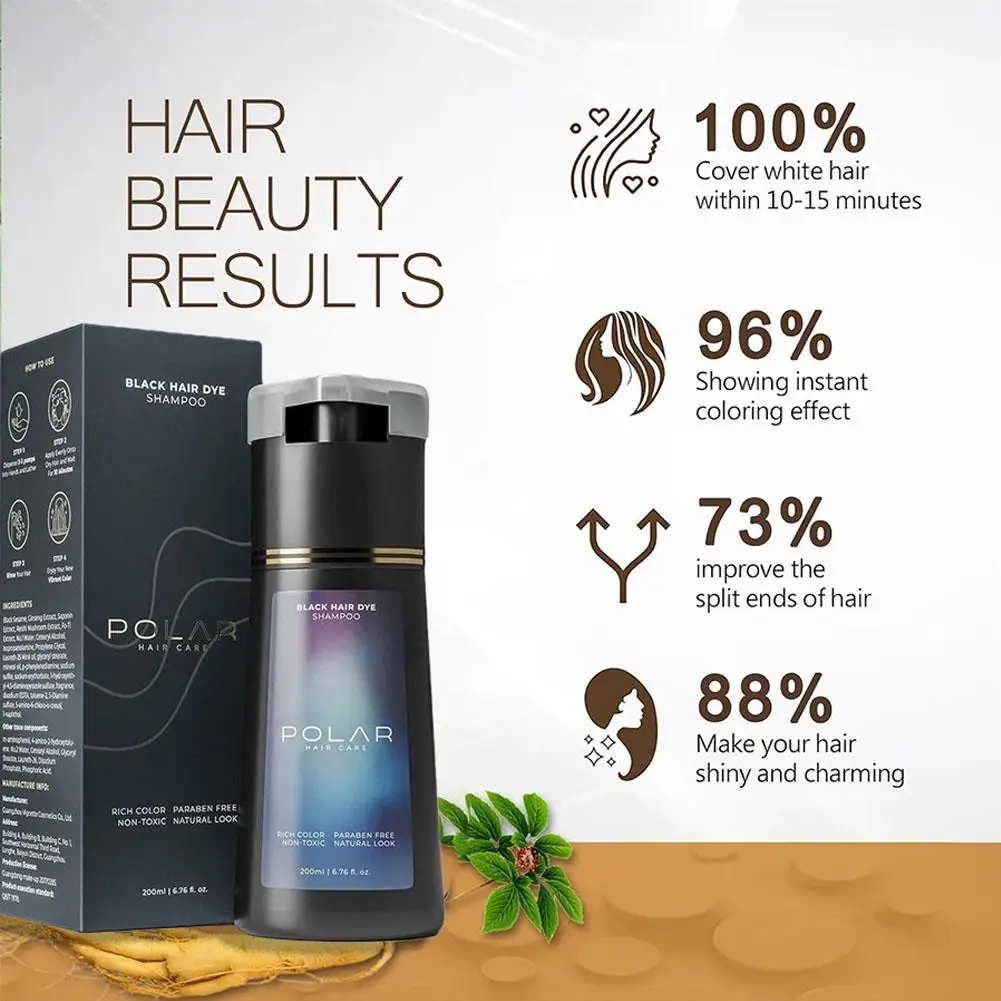 Hair Care Natural Ingredients - แชมพูเปลี่ยนสีผม ขนาด 200 มล. ช่วยให้สีผมติดเร็ว เหมาะสำหรับทั้งผู้ชายและผู้หญิง