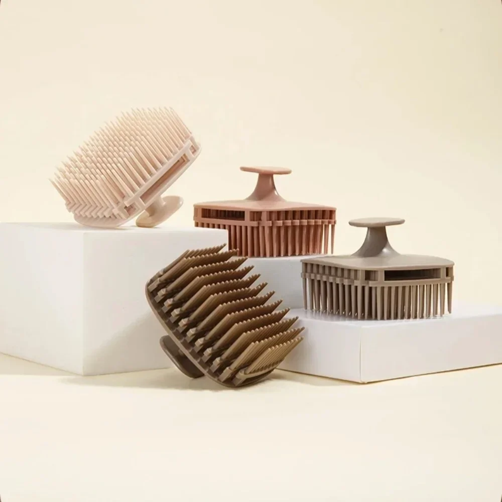 Hair Care Dandruff - แปรงนวดหนังศีรษะซิลิโคนนุ่ม แปรงสระผมแบบมือถือ หวีขัดหนังศีรษะ สำหรับอาบน้ำ ดูแลเส้นผม ขจัดรังแค